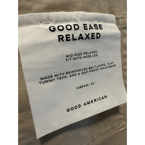 Good American Good Ease Relaxed Mid-Rise Wide Leg Raw Hem Jeans Sand Size 4 27 - Picture 4 of 9